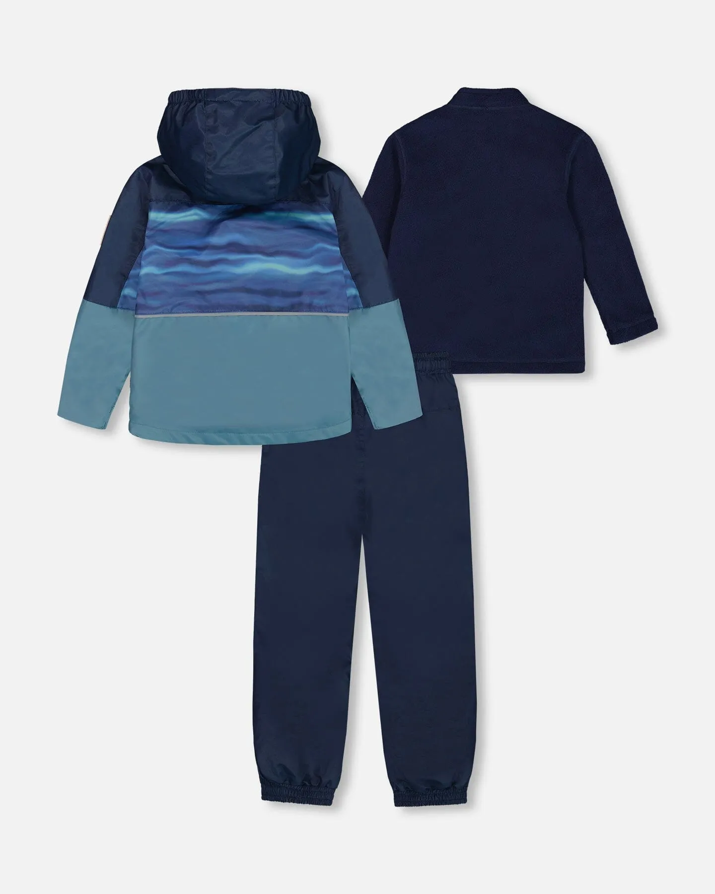 3-In-1 Mid-Season Outerwear Set With Colorblock Jacket Neutral Blue And Navy