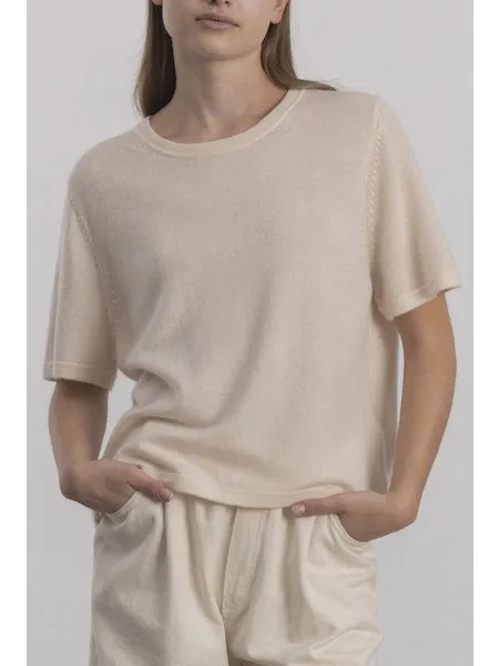 Allude Short Sleeve Cashmere Jumper in Navy