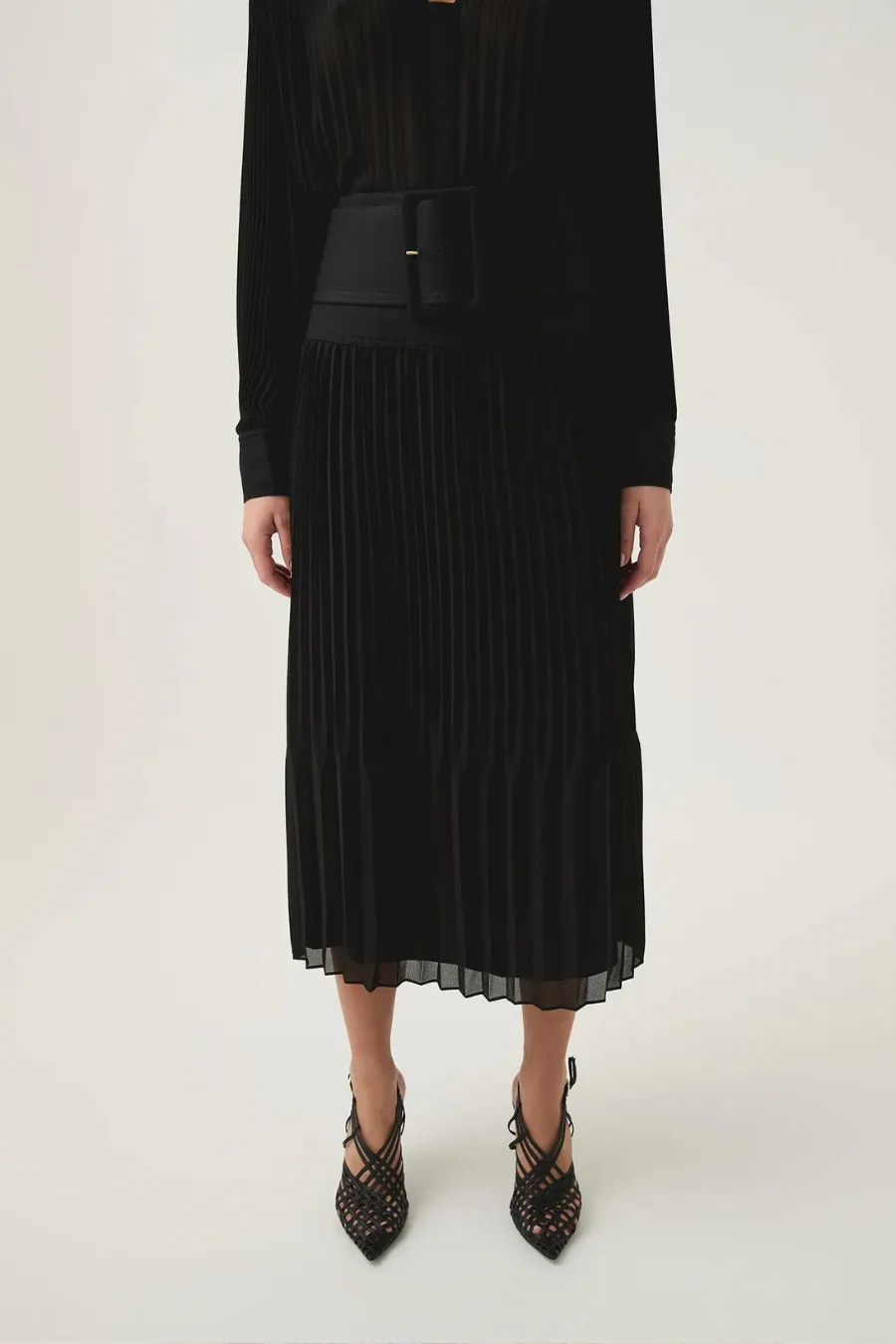 Cathedra Belted Midi Skirt Black