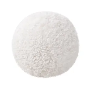 Couch.com Ayla Round Sphere Accent Ball Throw Pillow Curly White, Durable Design, Fabric Construction, White Finish by Couch.com