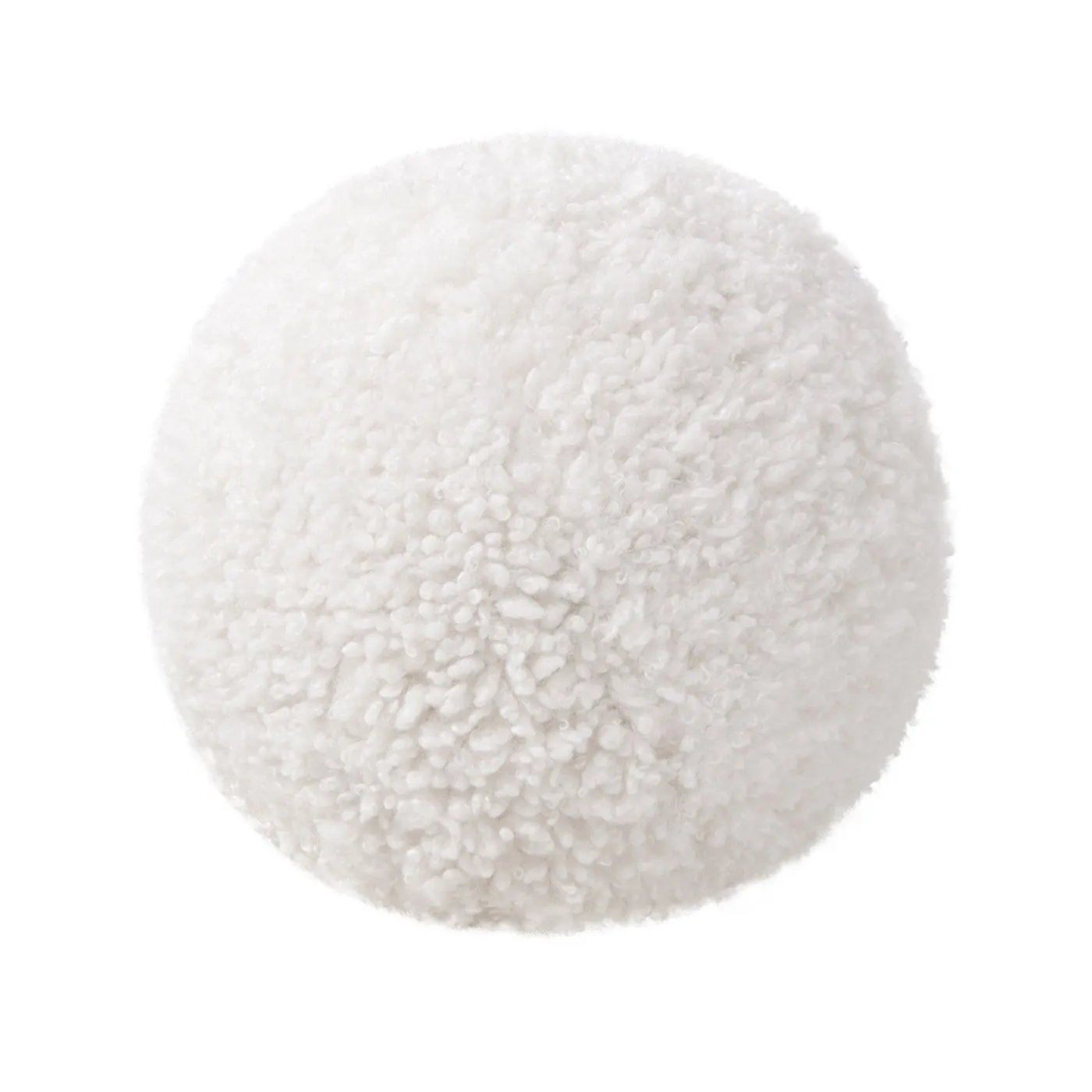 Couch.com Ayla Round Sphere Accent Ball Throw Pillow Curly White, Durable Design, Fabric Construction, White Finish by Couch.com