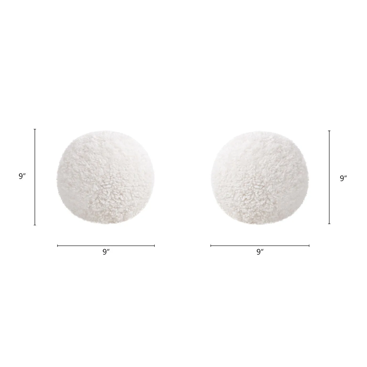 Couch.com Ayla Round Sphere Accent Ball Throw Pillow Curly White, Durable Design, Fabric Construction, White Finish by Couch.com
