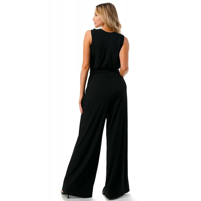 Crossover Wide Leg Jumpsuit