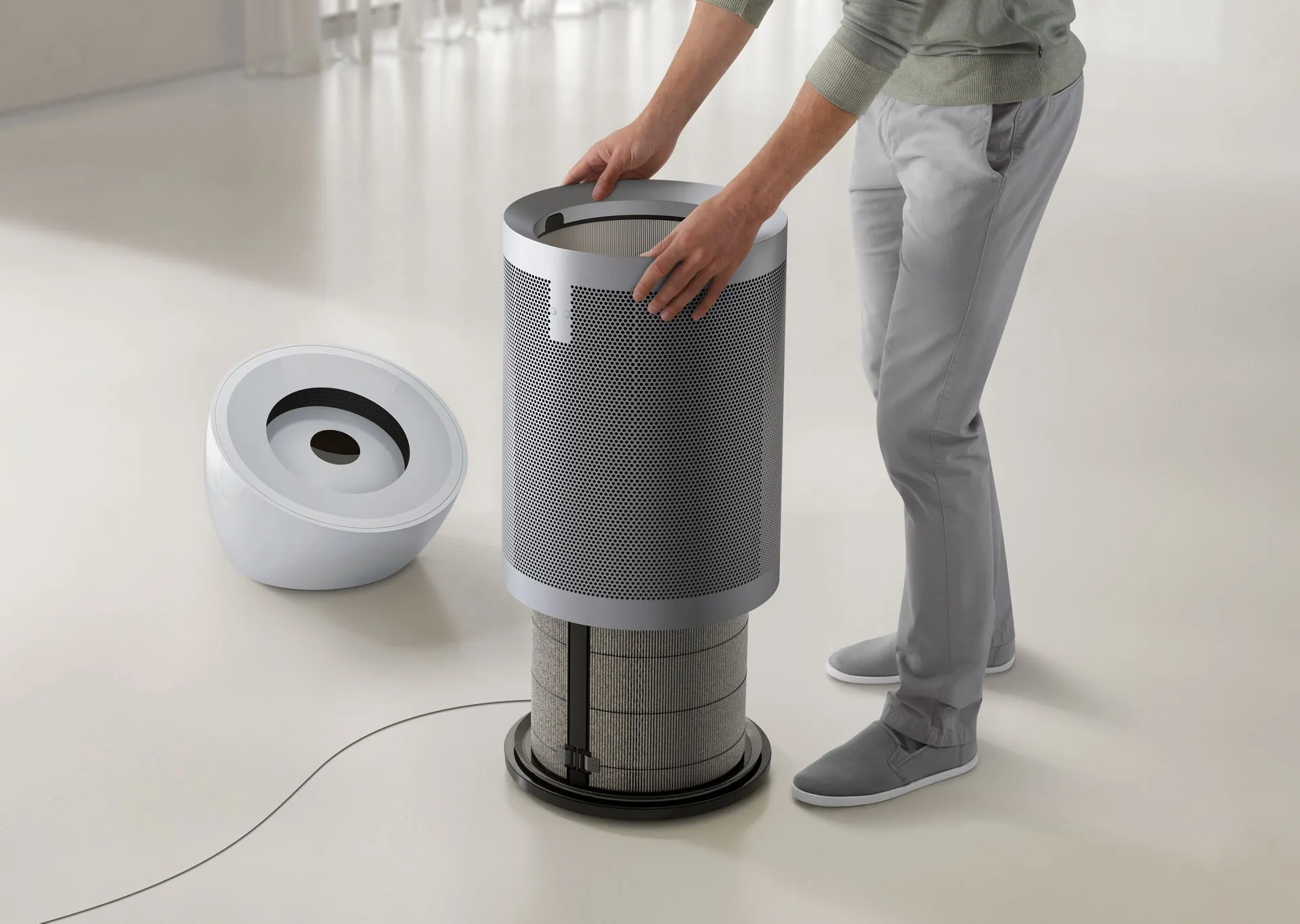 Dyson Big Quiet BP02 White/Satin Silver Air Purifier Area Coverage 1076 sq feet