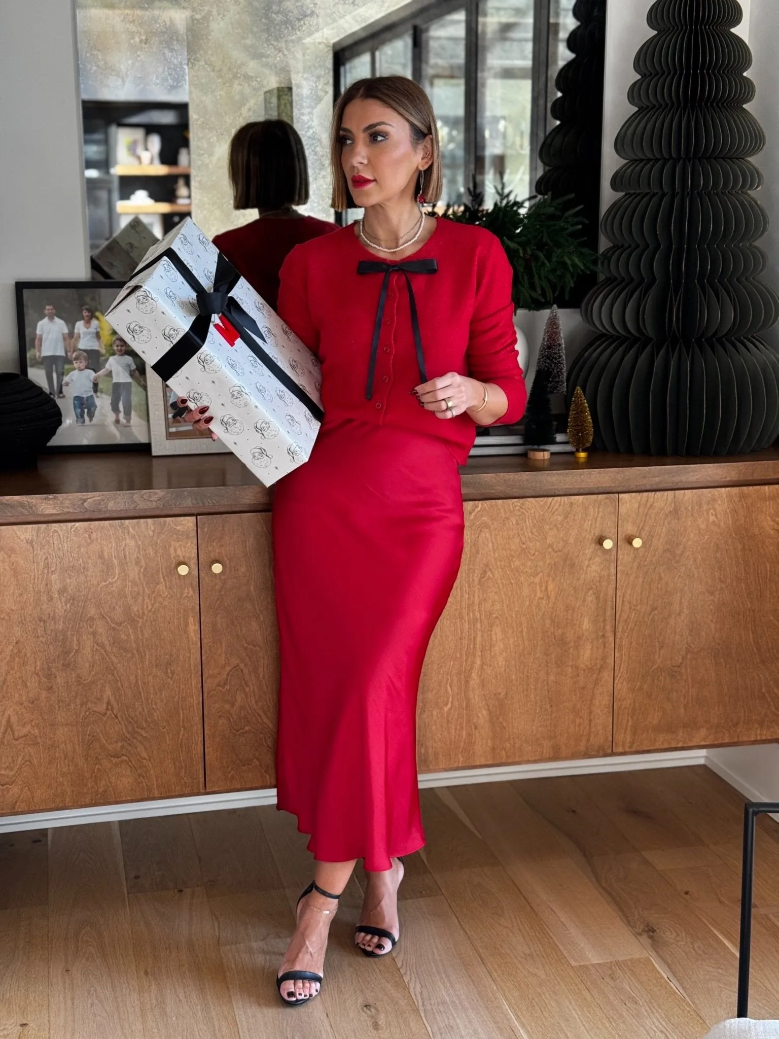 Europa Luxe Sheen Skirt (Haute Red) by Z Supply