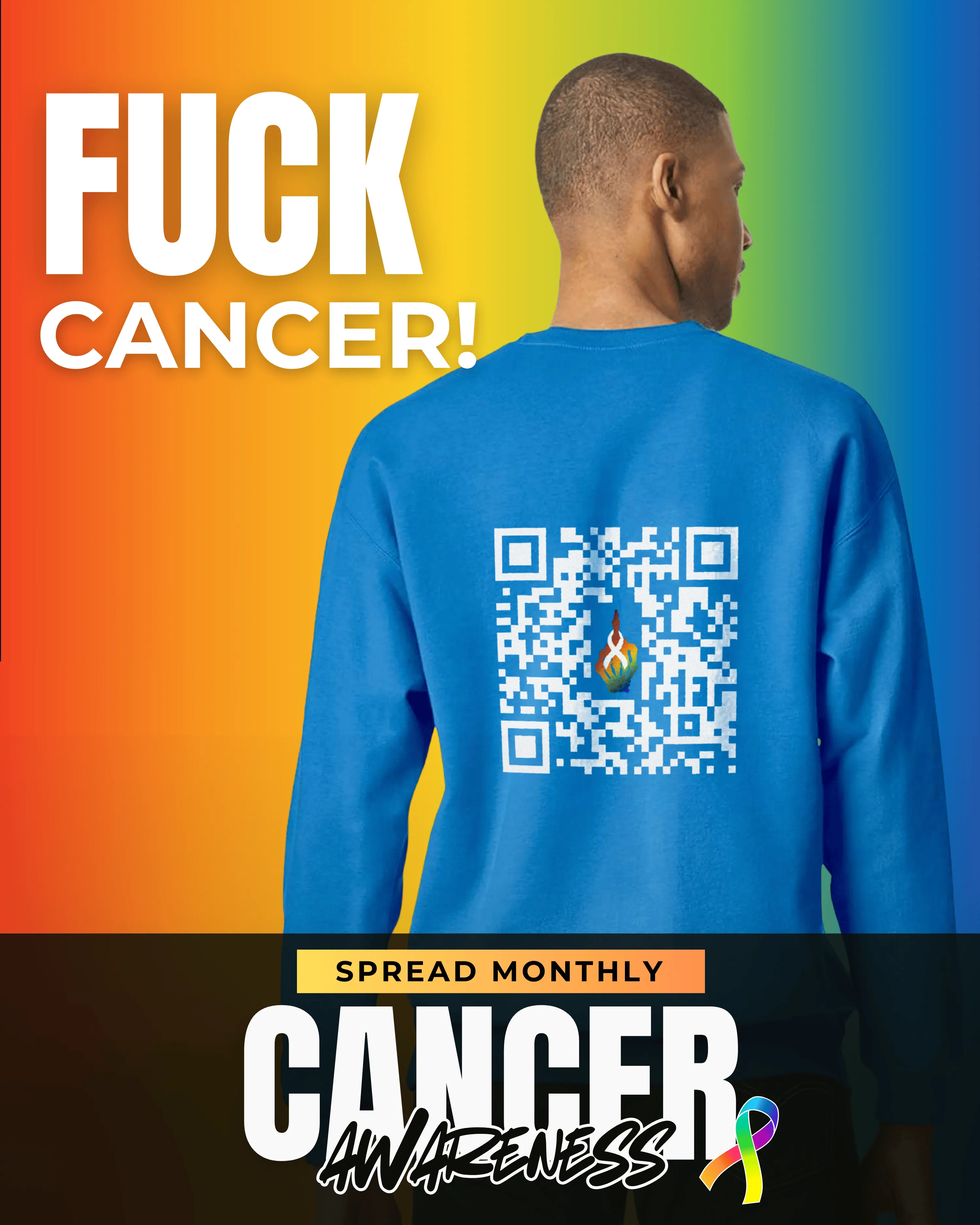 Fuck Cancer Crewneck Sweatshirt QR Code