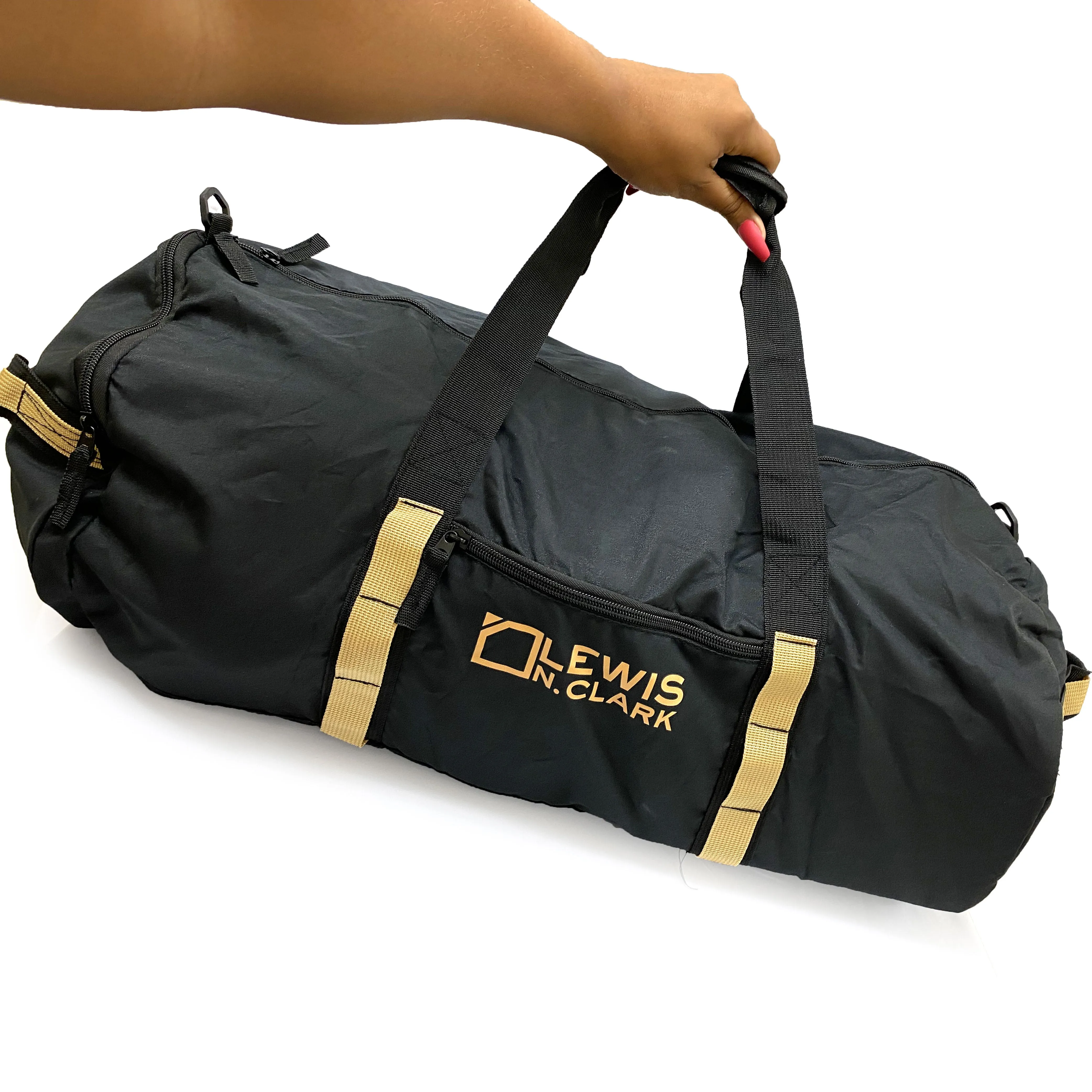 Lewis N Clark 24" Barrel Duffle Bag Self Packable Packaway Sports Gym Tote Black