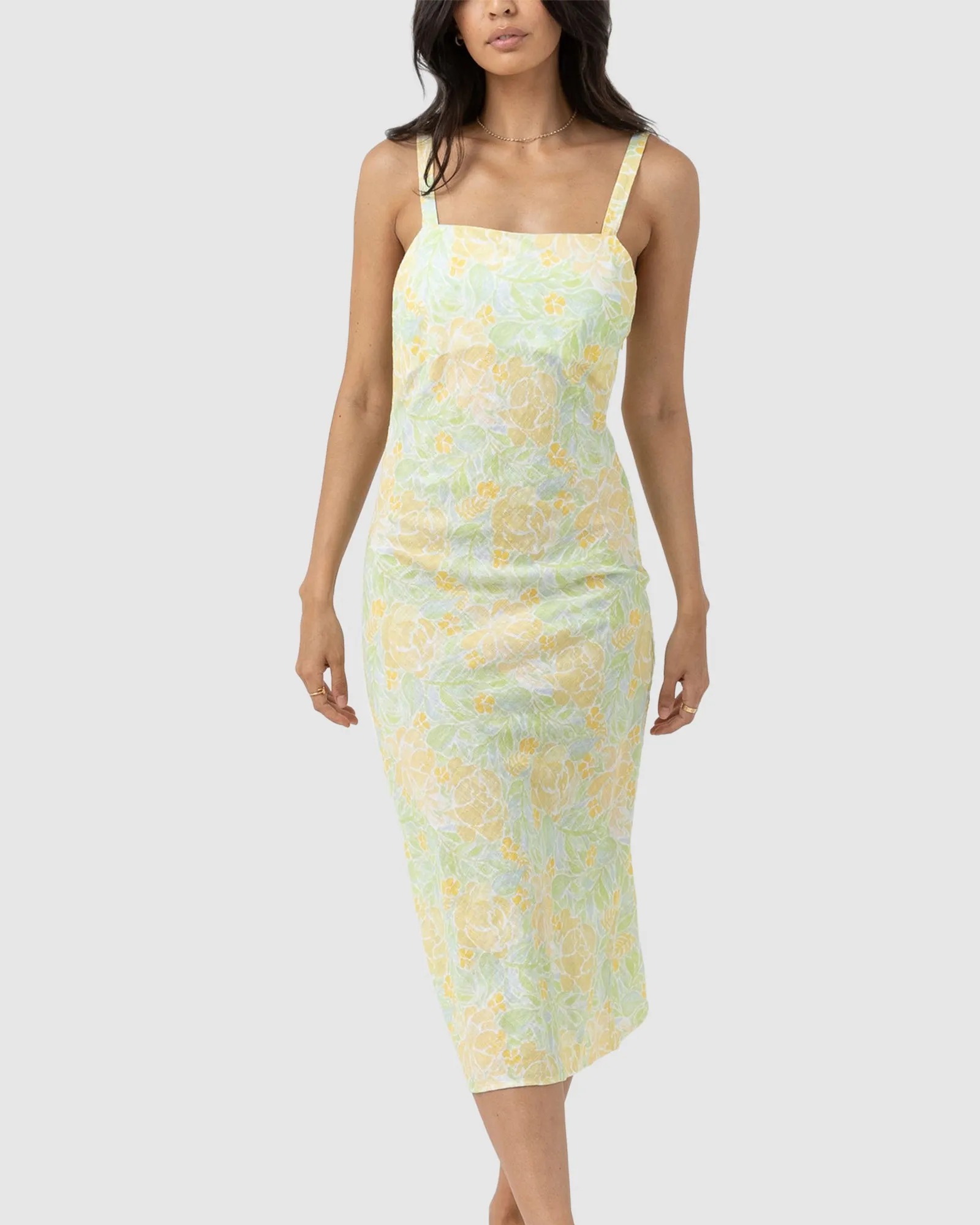 WOMENS MAGNOLIA FLORAL BIAS MIDI DRESS