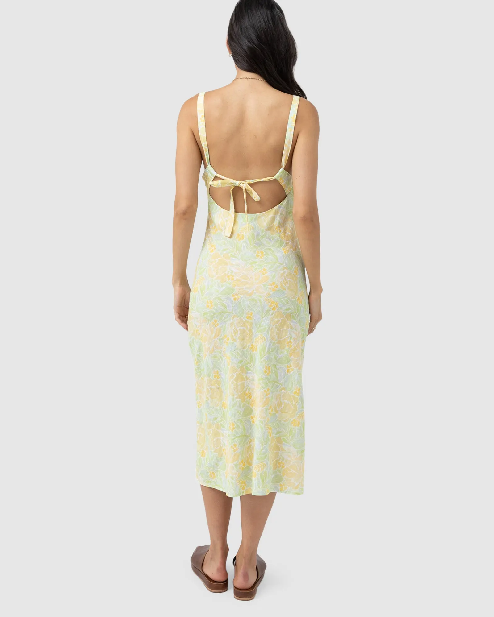 WOMENS MAGNOLIA FLORAL BIAS MIDI DRESS